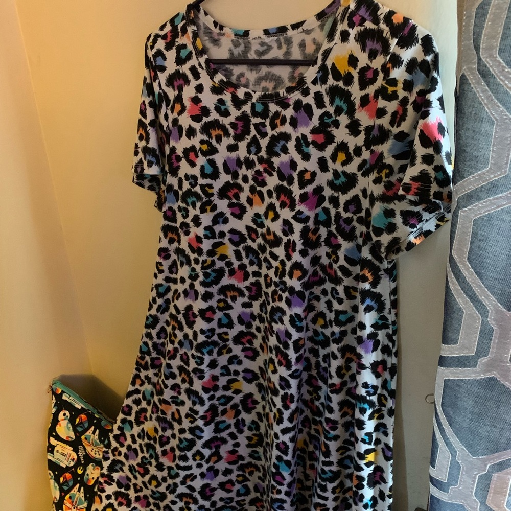 Carly dress multi colored leopard lisa frank